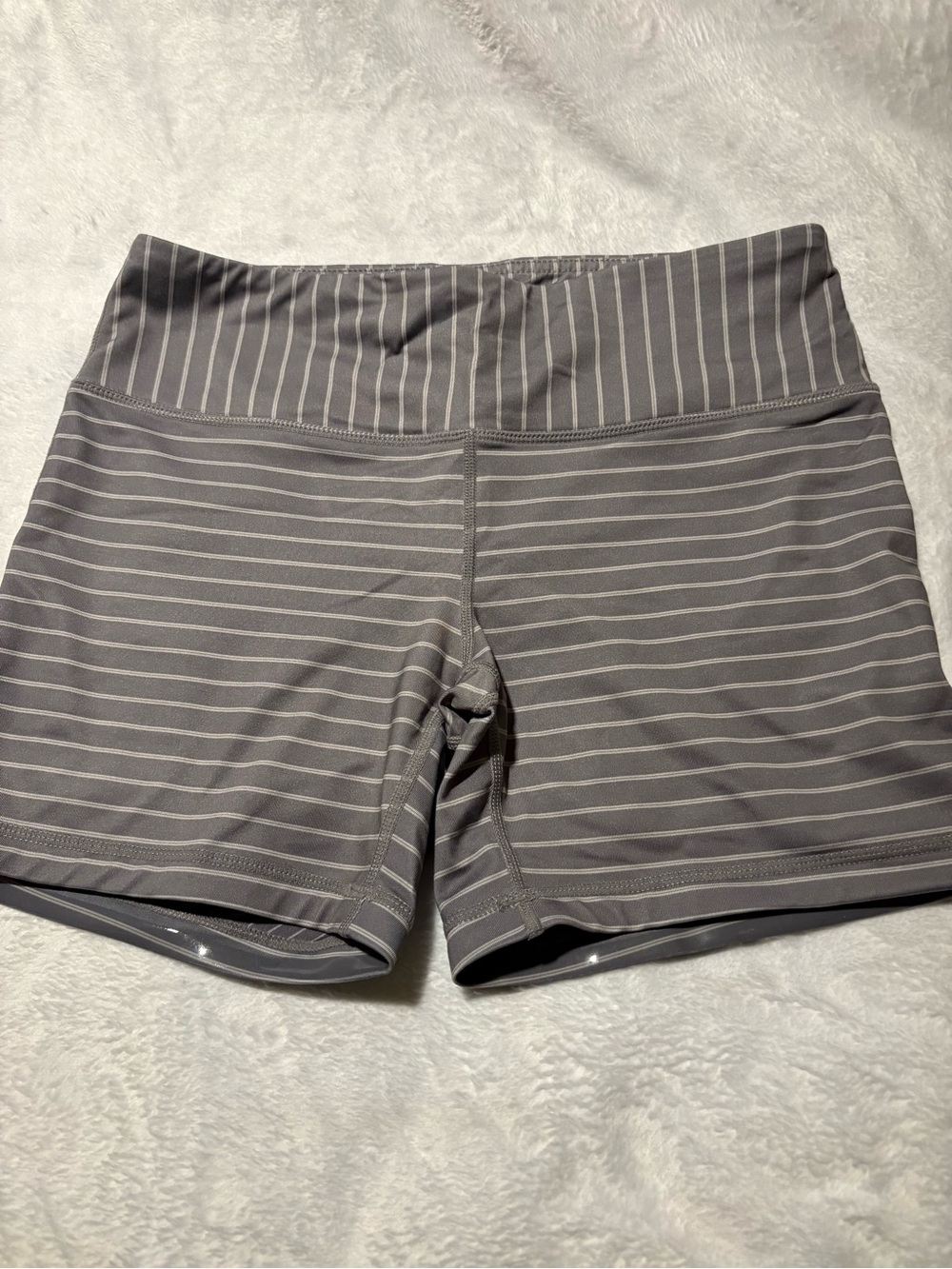 Striped Gray Women's Bike Shorts - Comfortable Active Fit - size 8/Medium